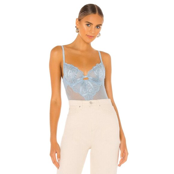 KAT THE LABEL Zephyr Bodysuit in Blue Small New Womens Camisole Tank Top - Picture 1 of 10